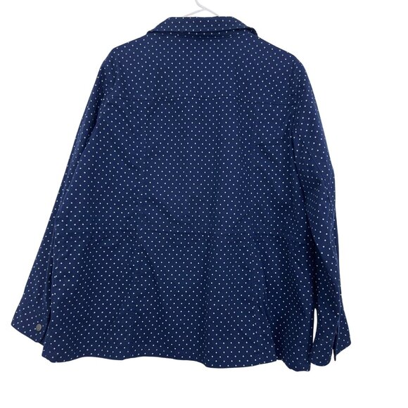 Talbots Plus Size Navy Polka Dot Versatile Jacket Women Size X Blue Cotton Blend - Picture 2 of 12